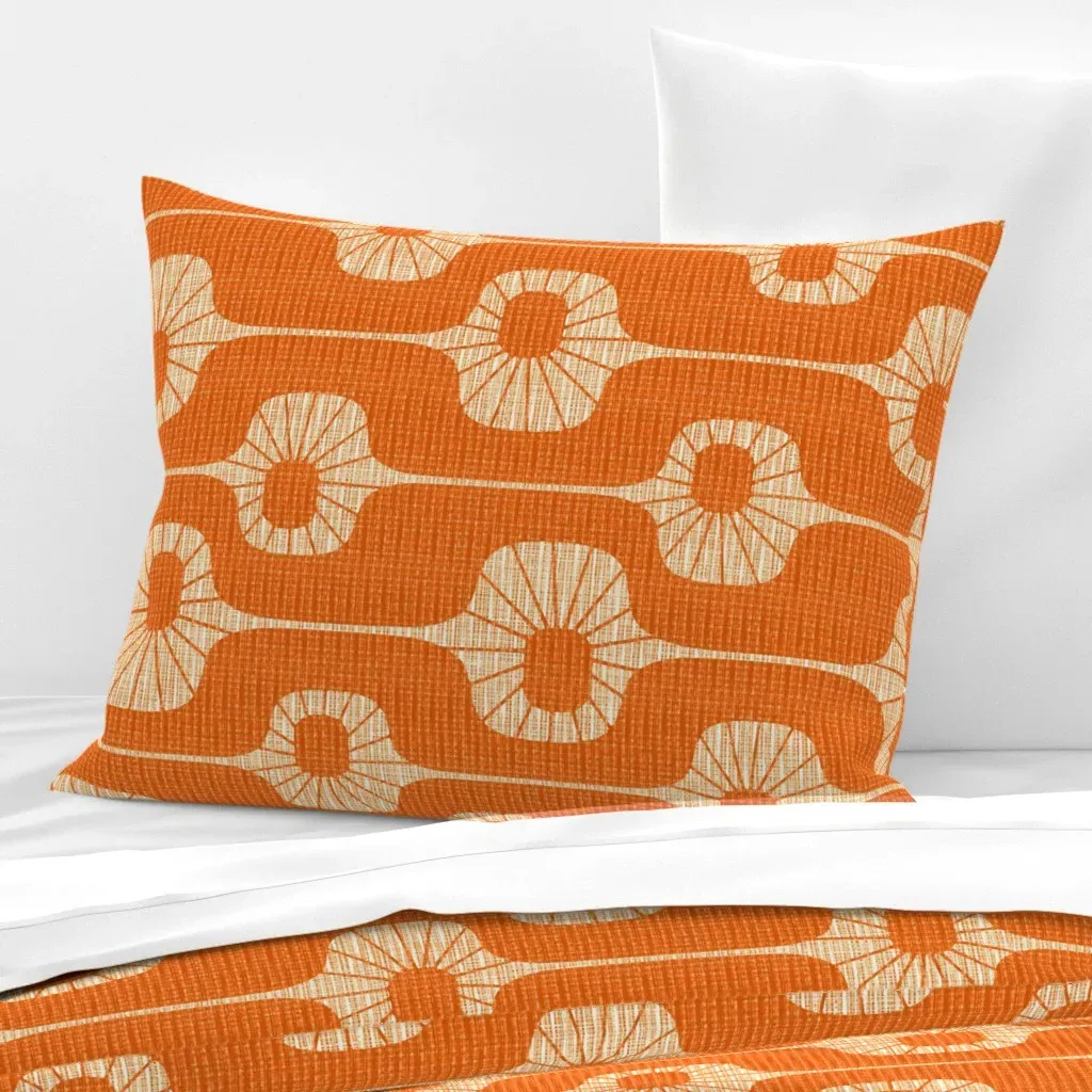 Mid Mod Stripes Standard Knife Edge Cushion Cover - Burnt Orange, Cotton Sateen product