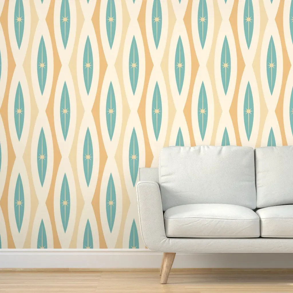Mid Mod Surf Ogee Peel and Stick Wallpaper - Turquoise product