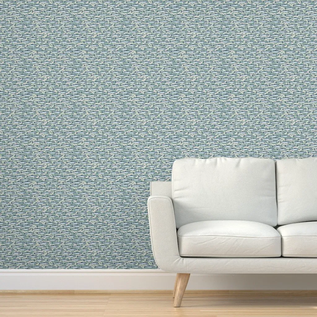 Mid Swim In Sync Sardines School Peel and Stick Wallpaper - Green product