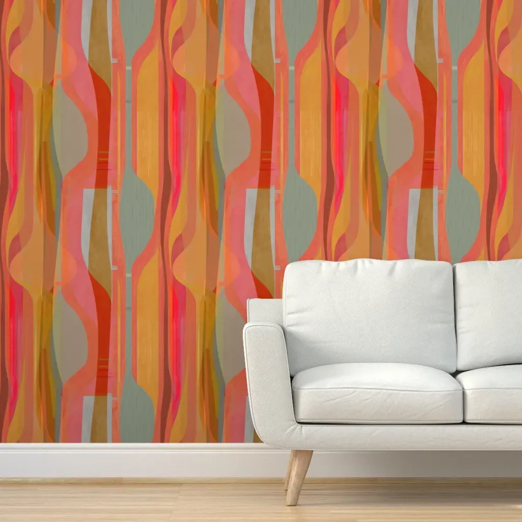 Midc-Plateau-Gold-Orange Peel and Stick Wallpaper - Coral product