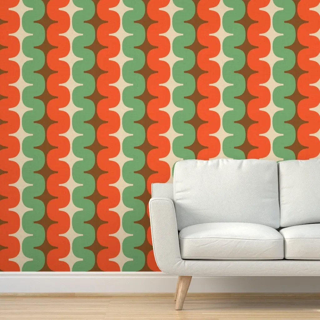 Midcentury Molly Stripe Peel and Stick Wallpaper - Terracotta Orange product