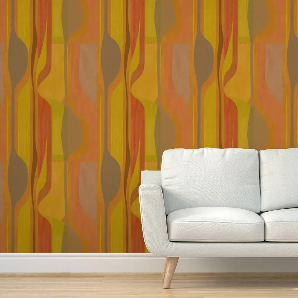 Midcentury Plateau Peel and Stick Wallpaper - Mustard Yellow product