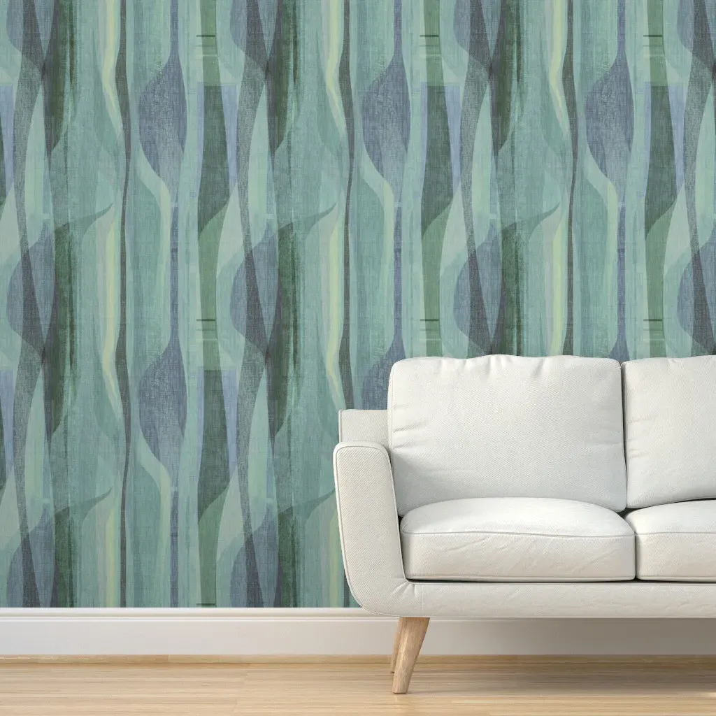 Midcentury-Plateau-Tundra Peel and Stick Wallpaper - Teal product