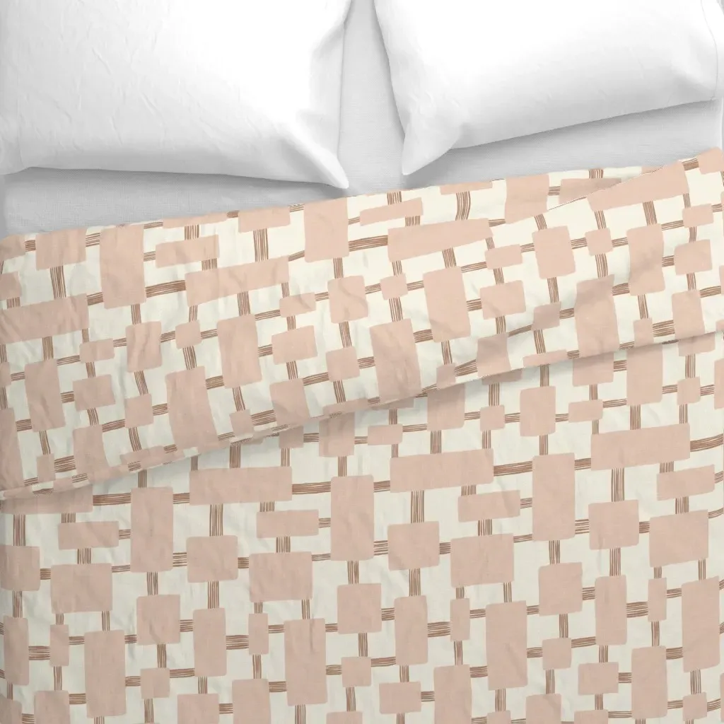 Midcentury Retro Soft Block Duvet Cover - Dusty Rose alternate view