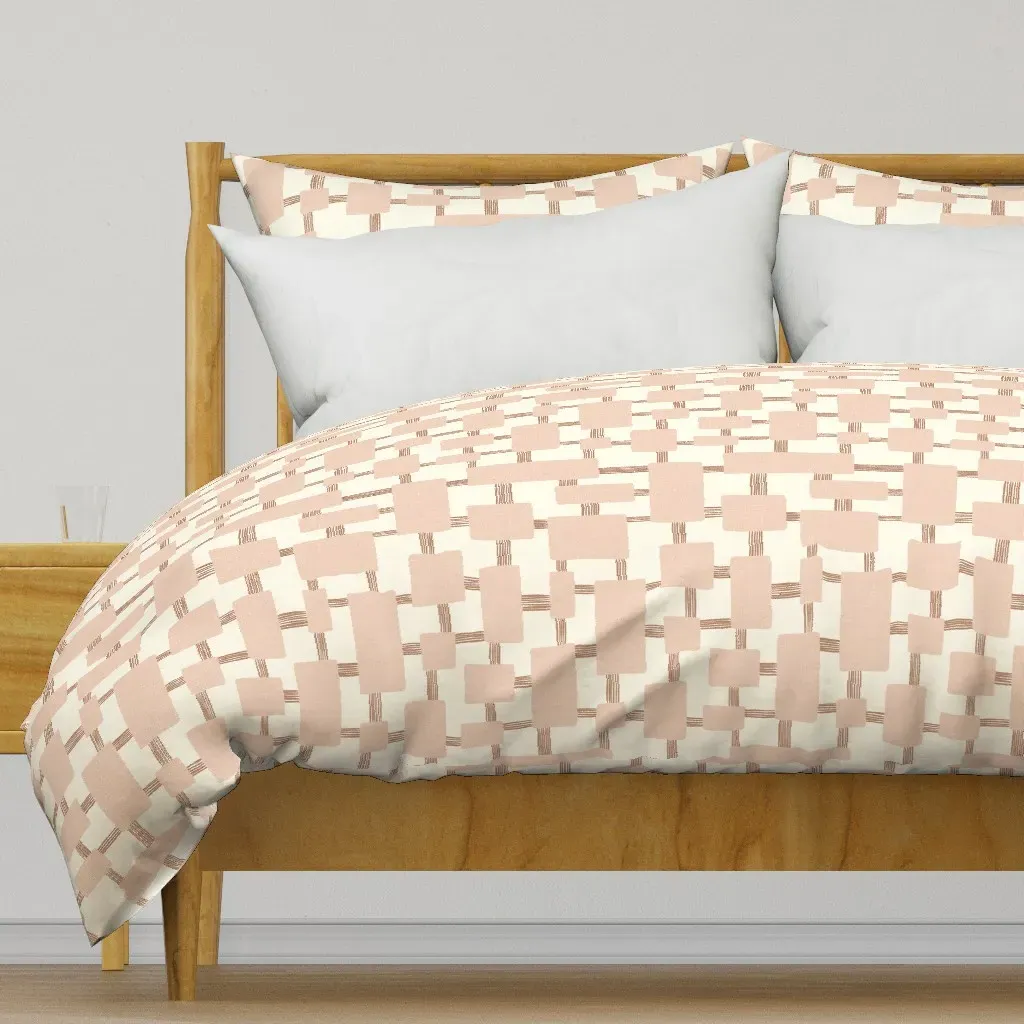 Midcentury Retro Soft Block Duvet Cover - Dusty Rose product