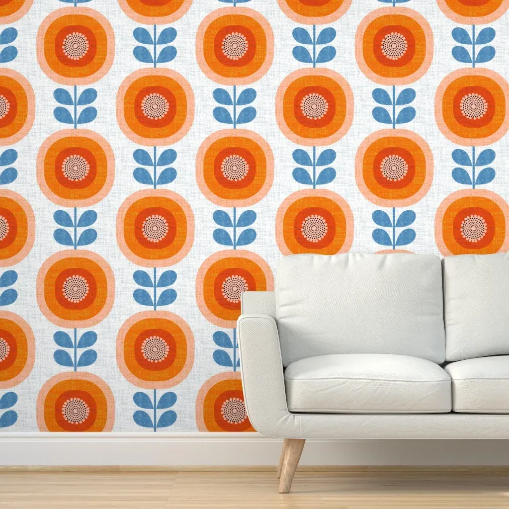 Midcentury Sunflowers Peel and Stick Wallpaper - Orange product