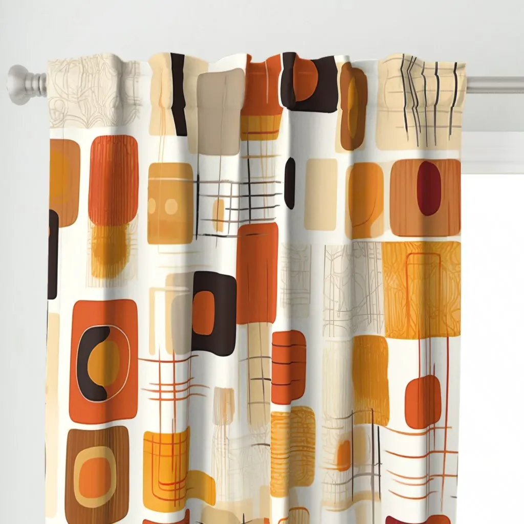 Midcentury Vibe 6 Curtain Panel - Burnt Orange alternate view