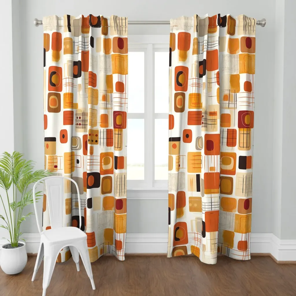 Midcentury Vibe 6 Curtain Panel - Burnt Orange product