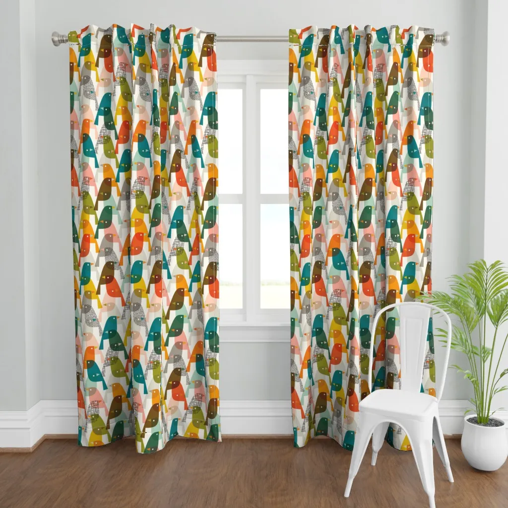 Midmod Birding Curtain Panel - Teal product