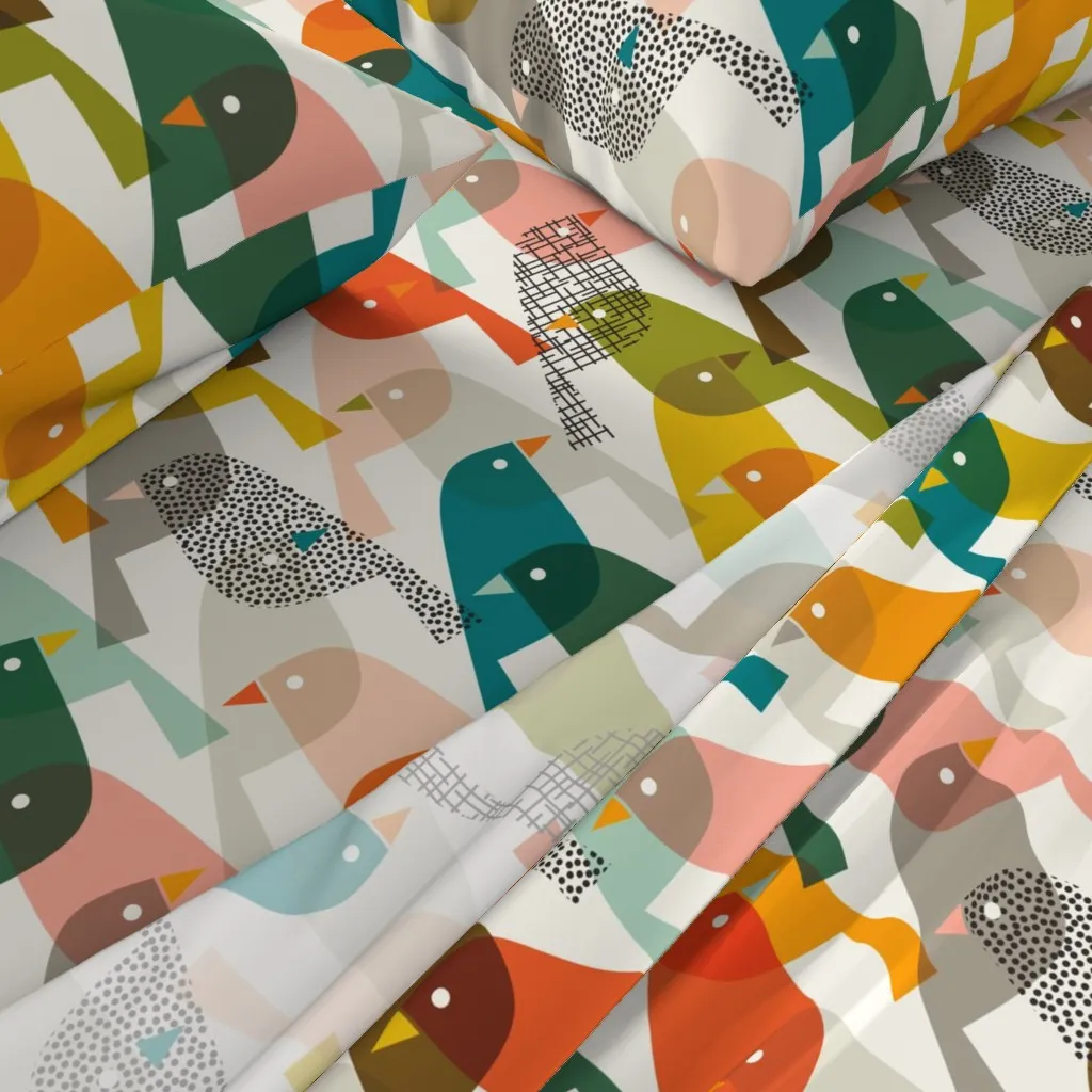 Midmod Birding Twin Sheet Set - Teal alternate view