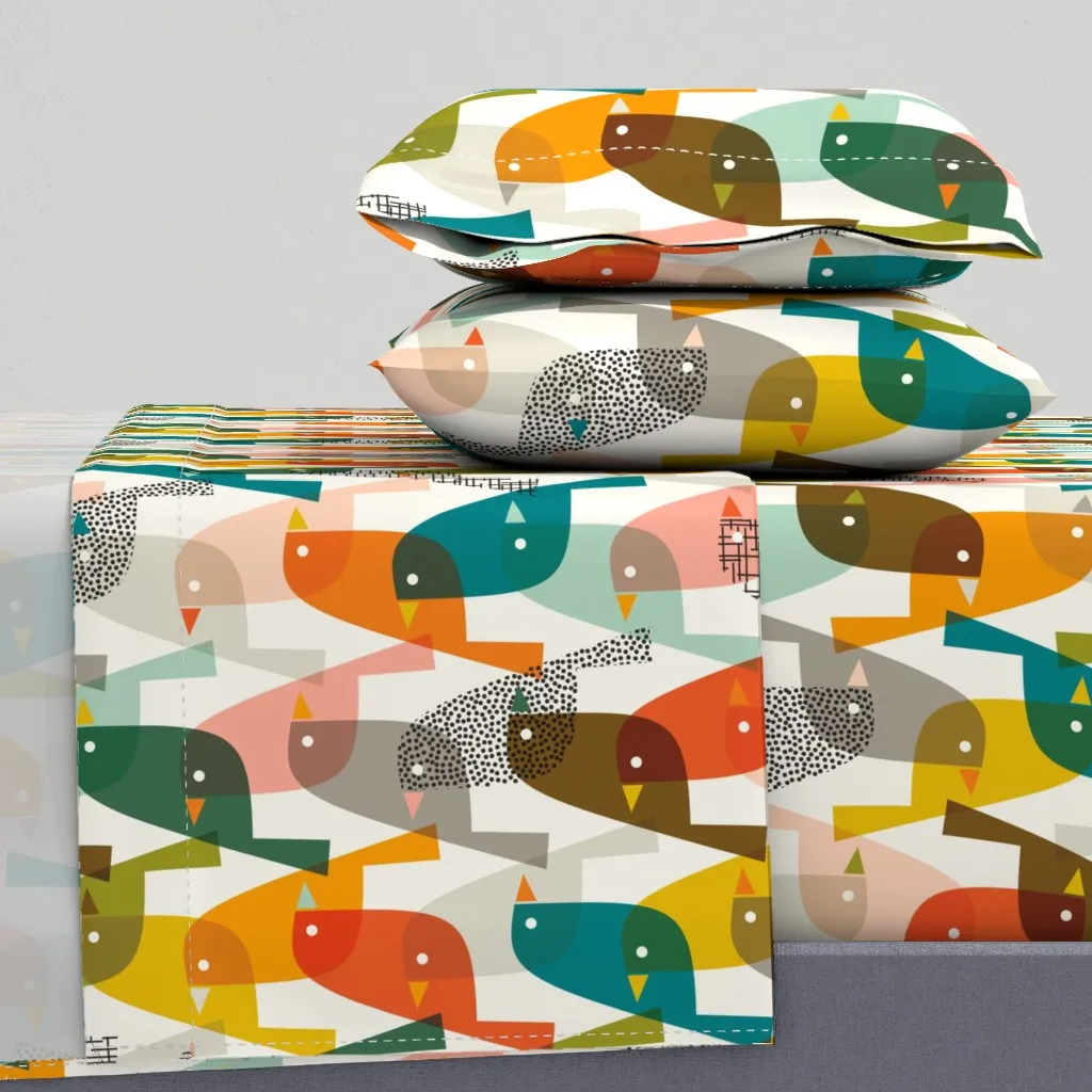 Midmod Birding Twin Sheet Set - Teal product