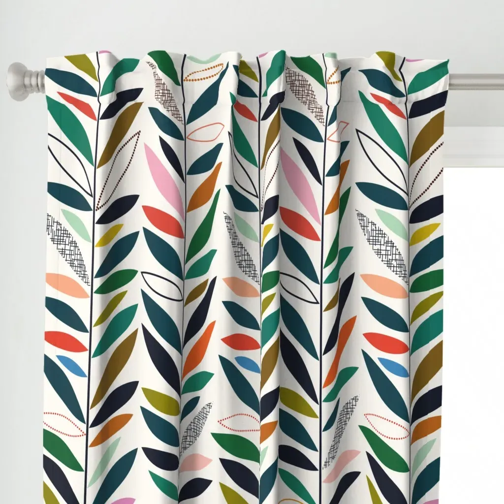 Midmod Climbing Vines Curtain Panel - Teal alternate view