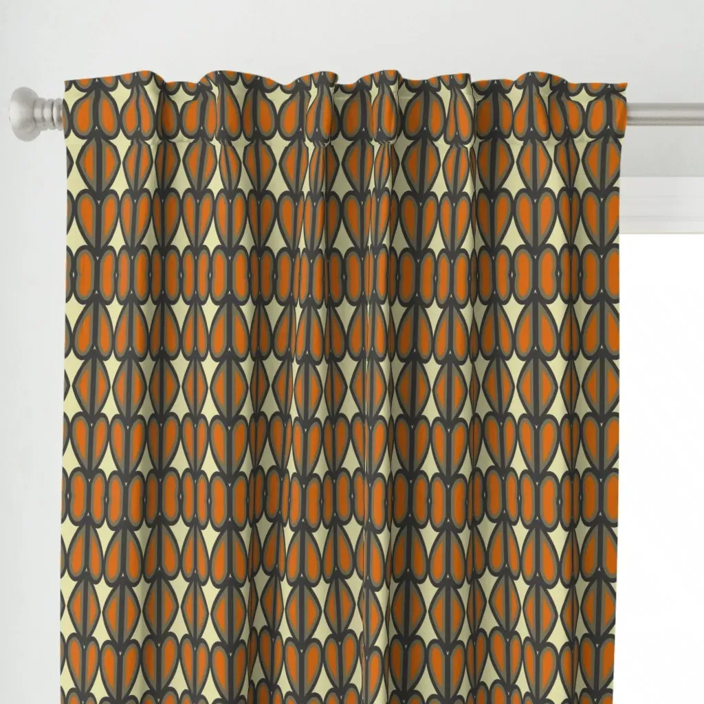 Midmod Heart Curtain Panel - Burnt Orange alternate view