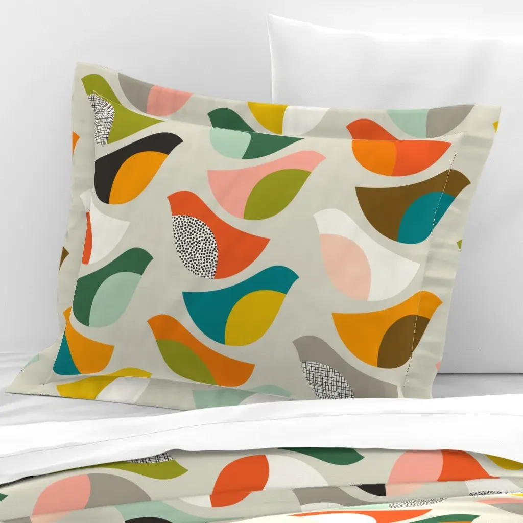 Midmod Migrators Standard Flanged Cushion Cover - Teal, Cotton Sateen product