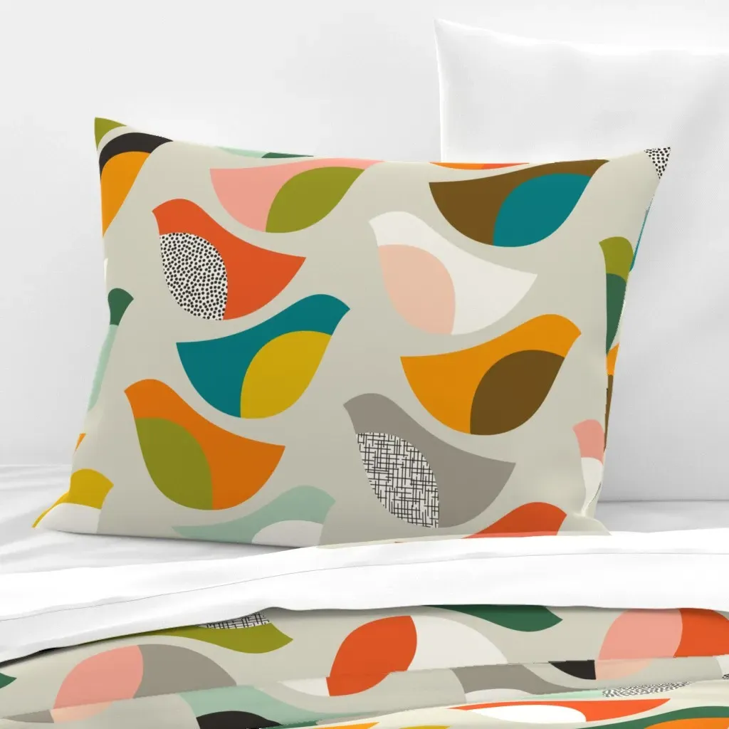 Midmod Migrators Standard Knife Edge Cushion Cover - Teal, Cotton Sateen product