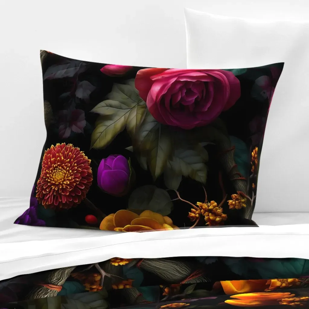 Midnight Blossom Standard Knife Edge Cushion Cover - Purple, Cotton Sateen product