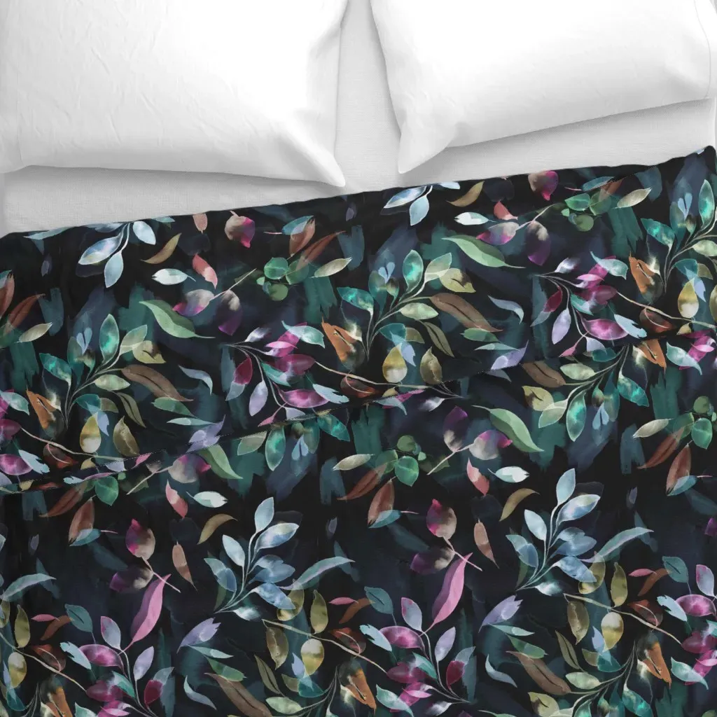 Midnight Botanical Garden Duvet Cover - Teal alternate view