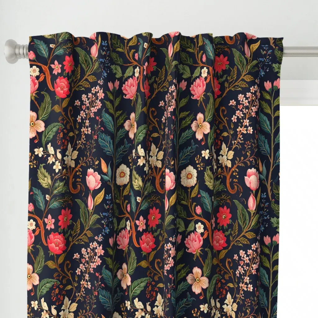 Midnight Garden Bloom Curtain Panel - Pink alternate view