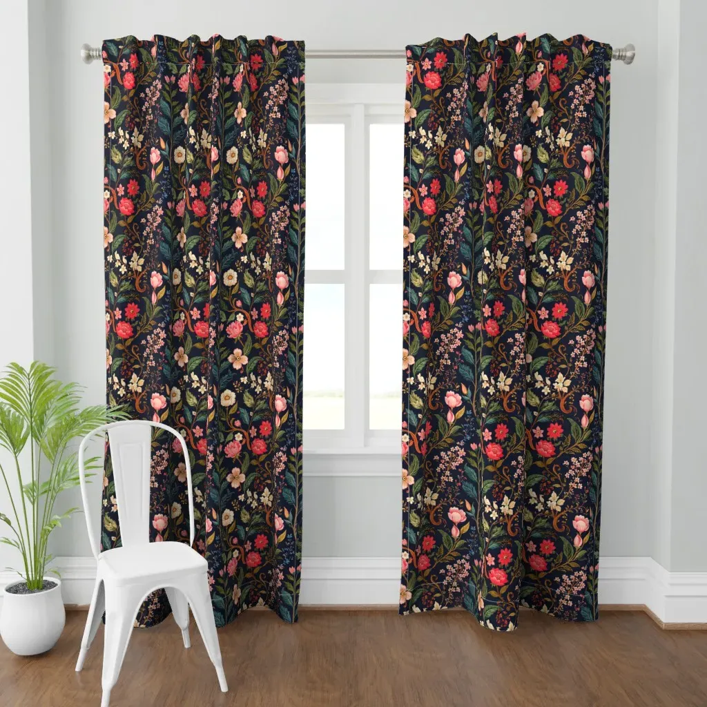 Midnight Garden Bloom Curtain Panel - Pink product