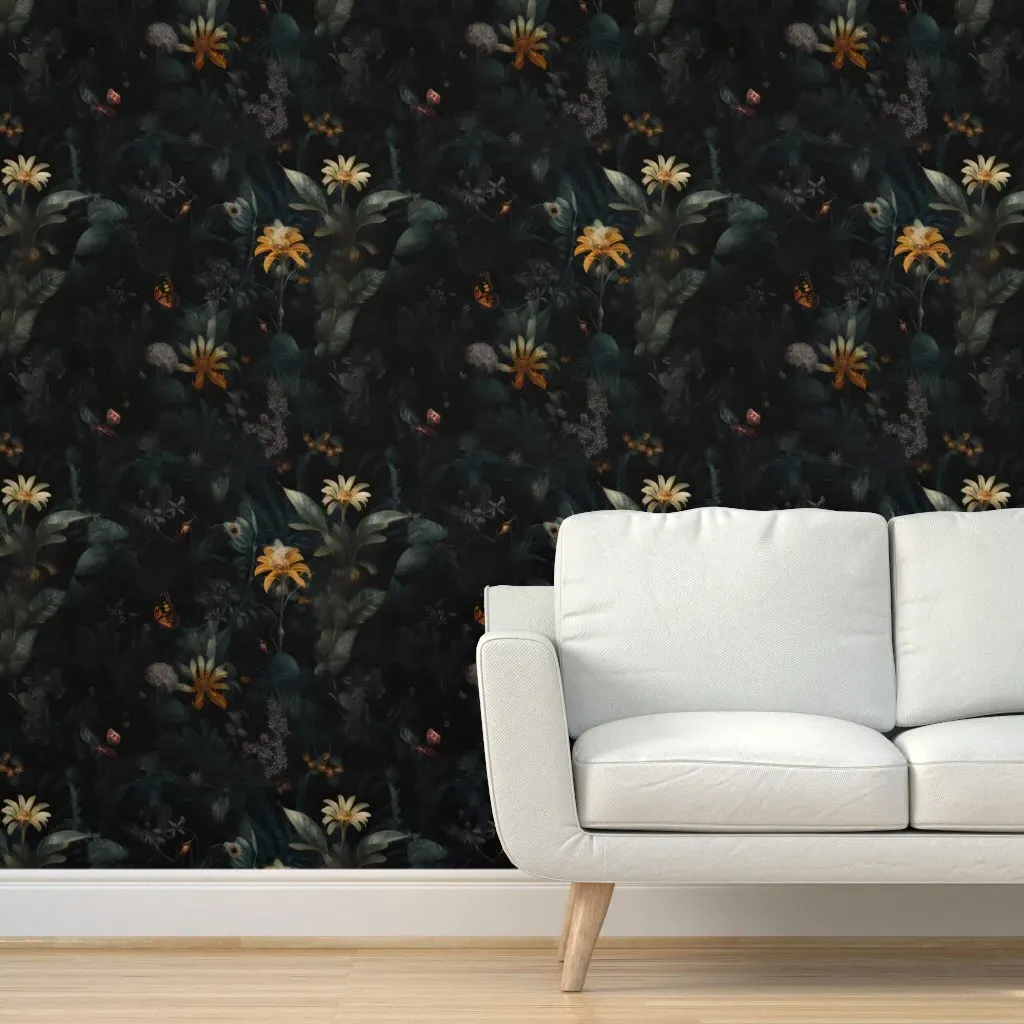 Midnight Garden Peel and Stick Wallpaper - Dark Green product