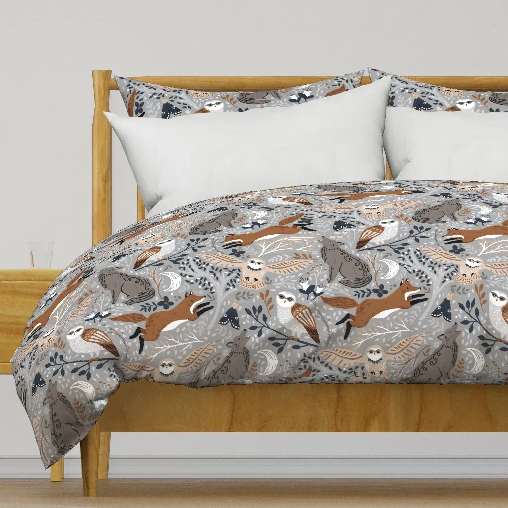 Midnight Hunters Large Scale Duvet Cover - Gray product