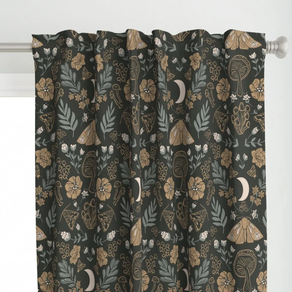 Midnight Moths Large Curtain Panel - Gold alternate view