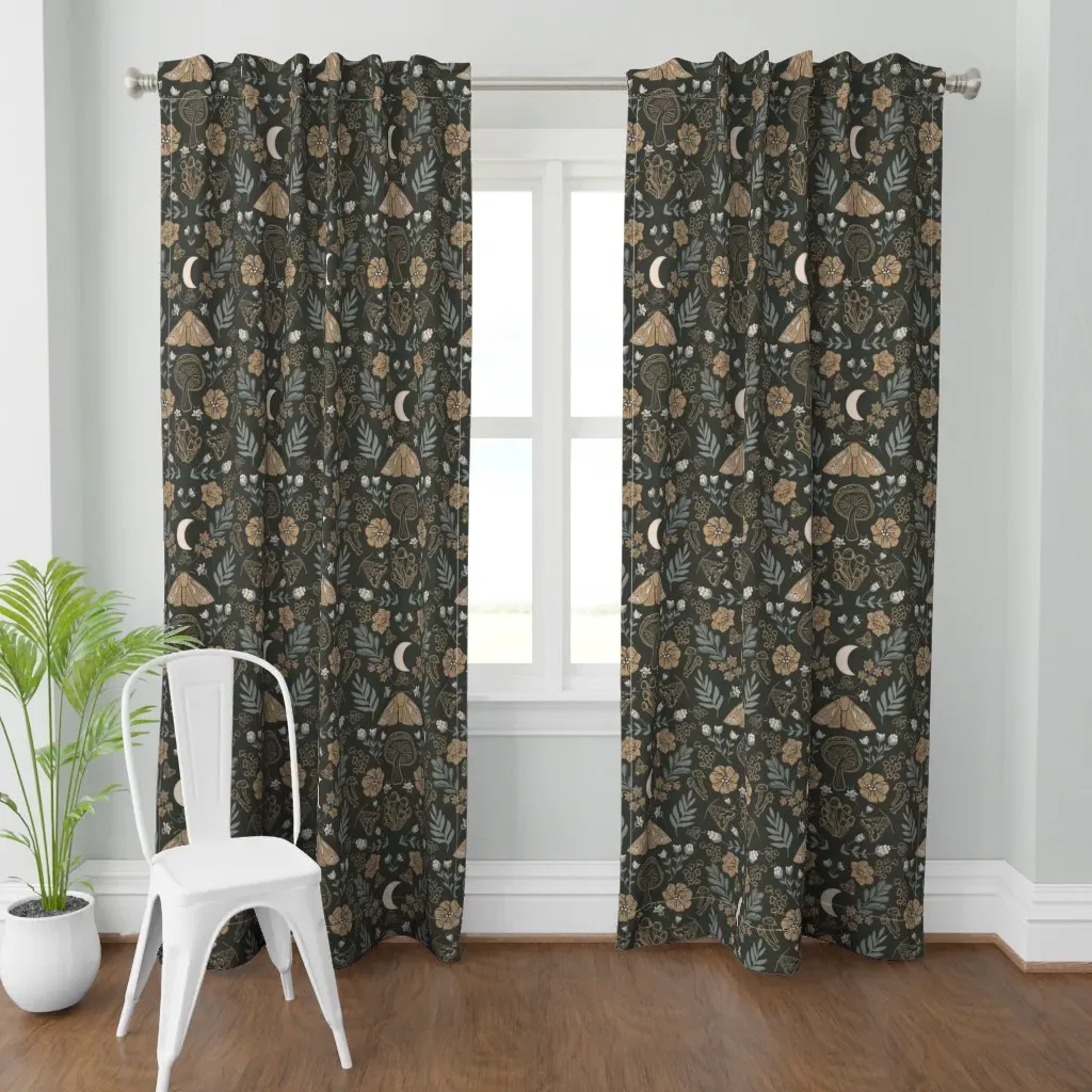 Midnight Moths Large Curtain Panel - Gold product
