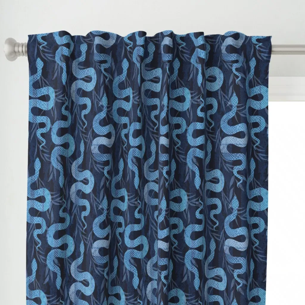Midnight Snakes Curtain Panel - Blue alternate view