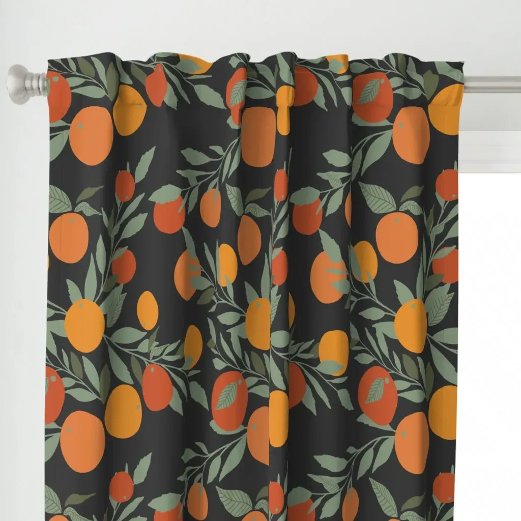 Midnight Tangerine Jumbo Curtain Panel - Orange alternate view
