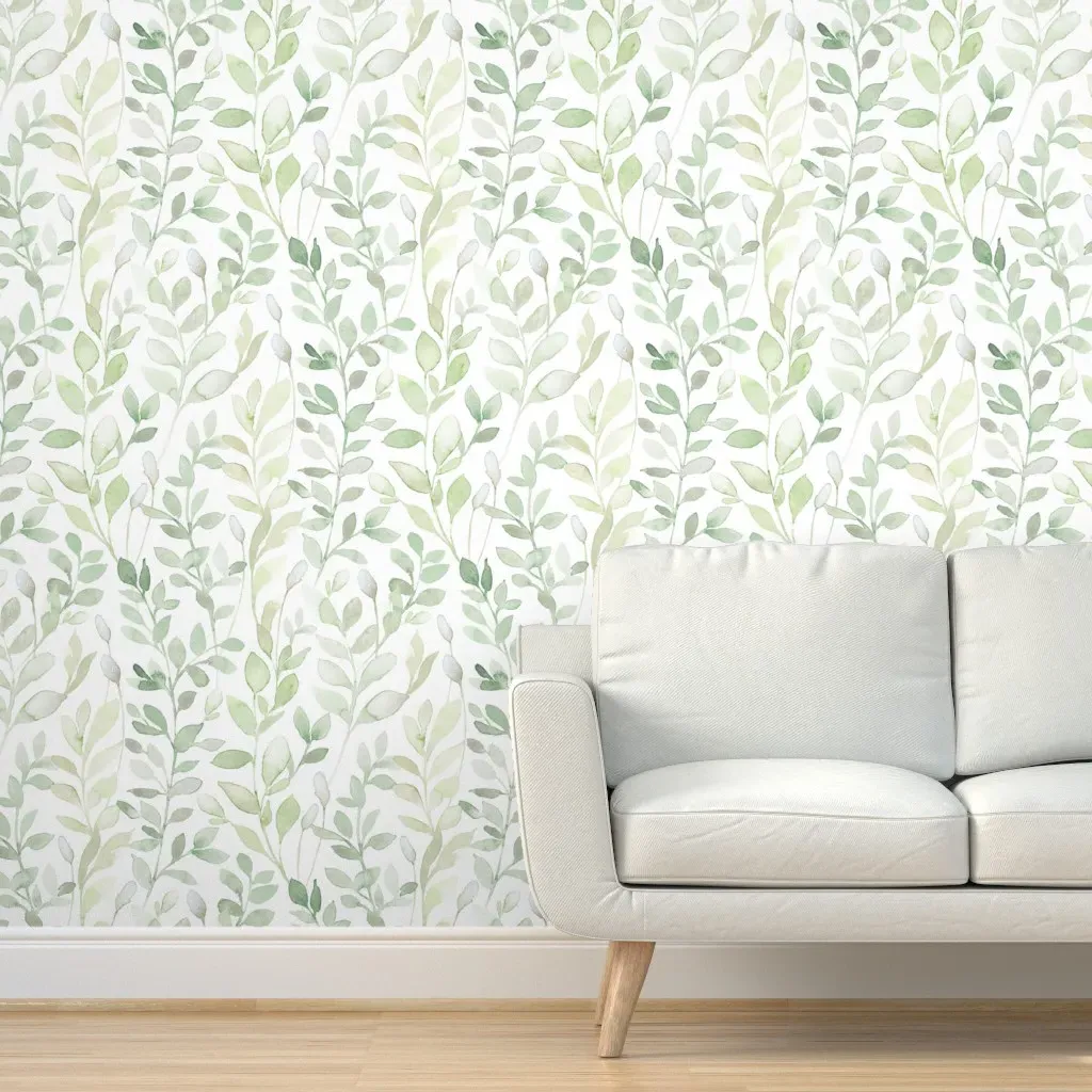 Midsummer Leaves Large Scale Peel and Stick Wallpaper - Light Green product