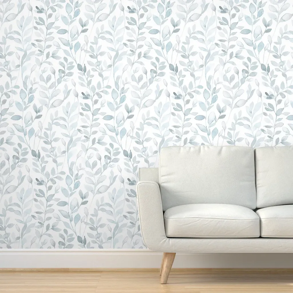 Midsummer Leaves Peel and Stick Wallpaper - Light Blue product