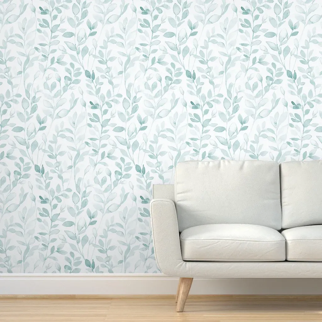 Midsummer Leaves Peel and Stick Wallpaper - Light Turquoise product