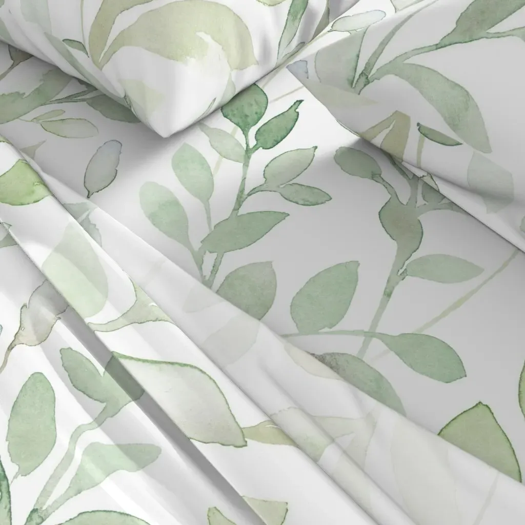 Midsummer Leaves Queen Sheet Set - Sage Green alternate view