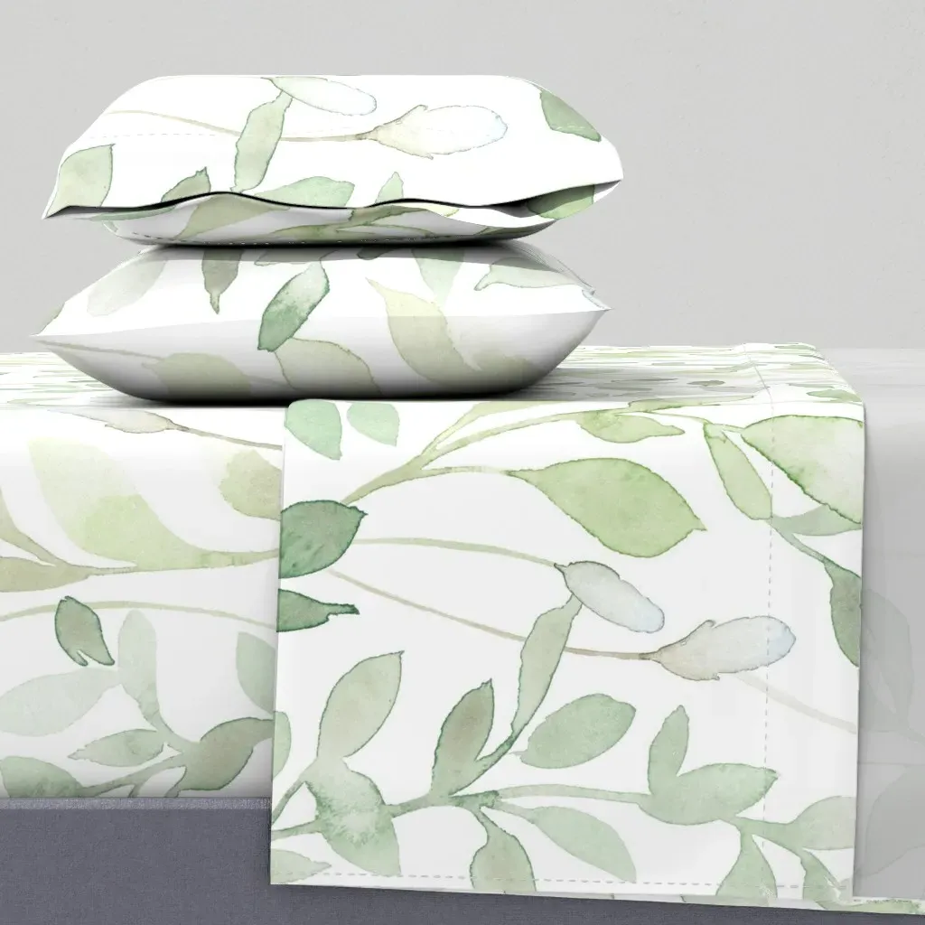 Midsummer Leaves Queen Sheet Set - Sage Green product