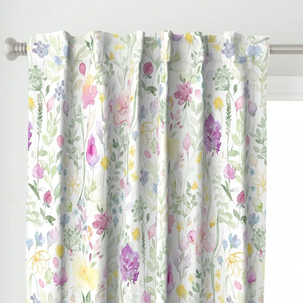 Midsummer Watercolor Wild Curtain Panel - Lavender Purple alternate view