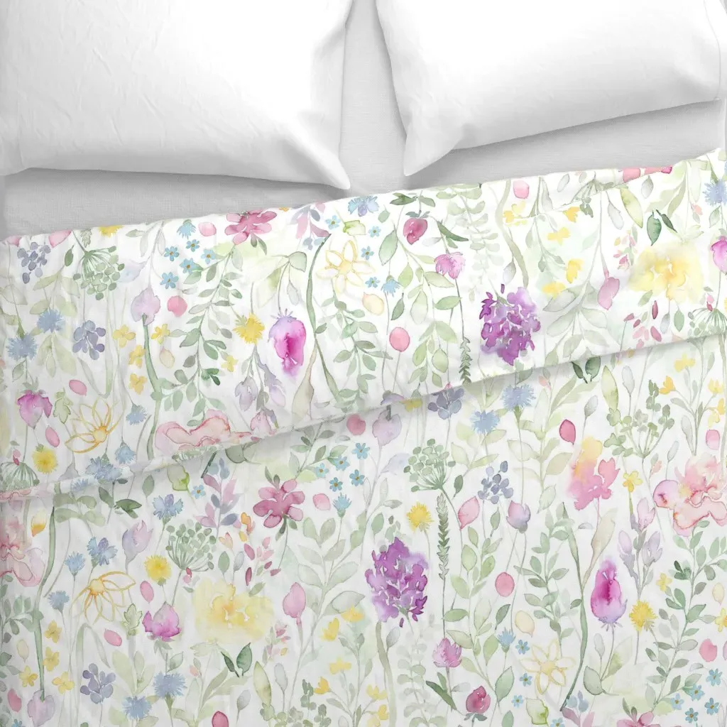 Midsummer Watercolor Wild Duvet Cover - Lavender Purple alternate view