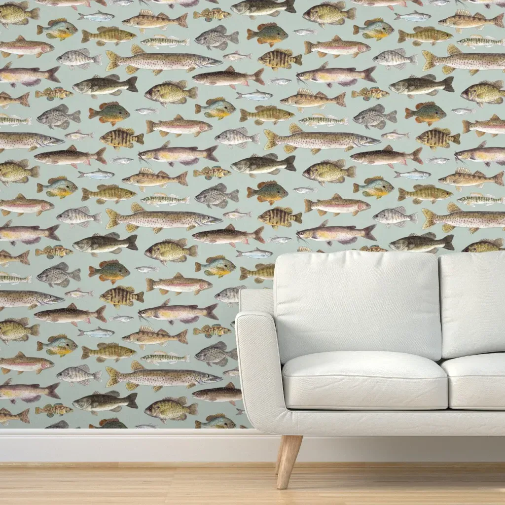 Midwest Freshwater Fish Peel and Stick Wallpaper - Teal product
