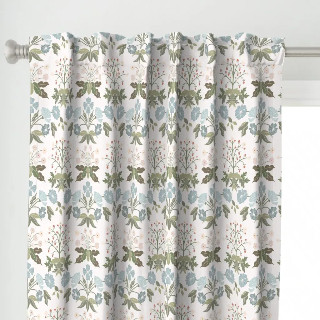 Millefleurs Arts Curtain Panel - Blue alternate view