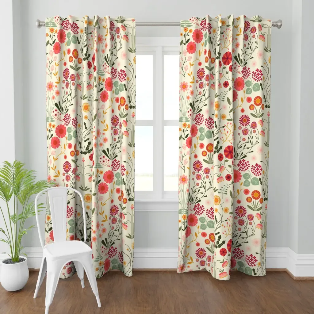Millefleurs Curtain Panel - Red product