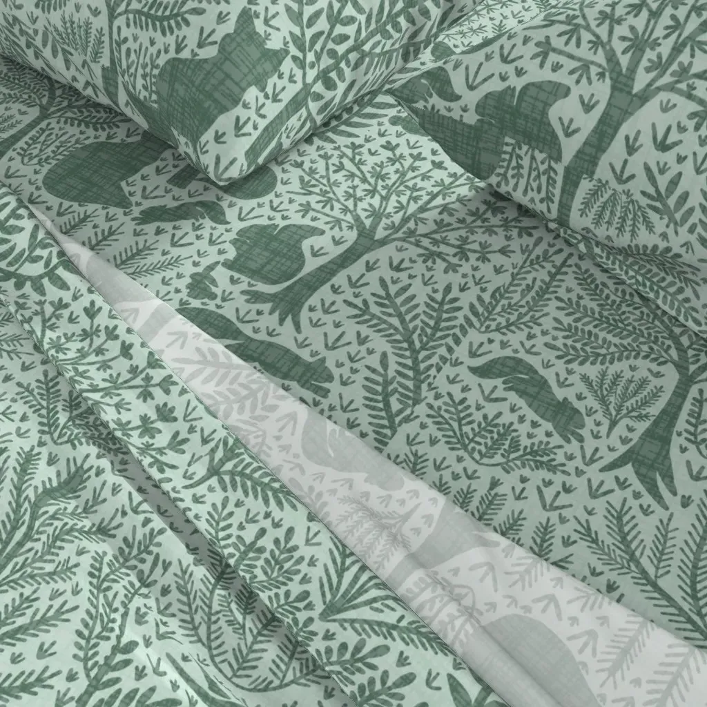 Millefleurs Forest Full Sheet Set - Dusty Sage Green alternate view