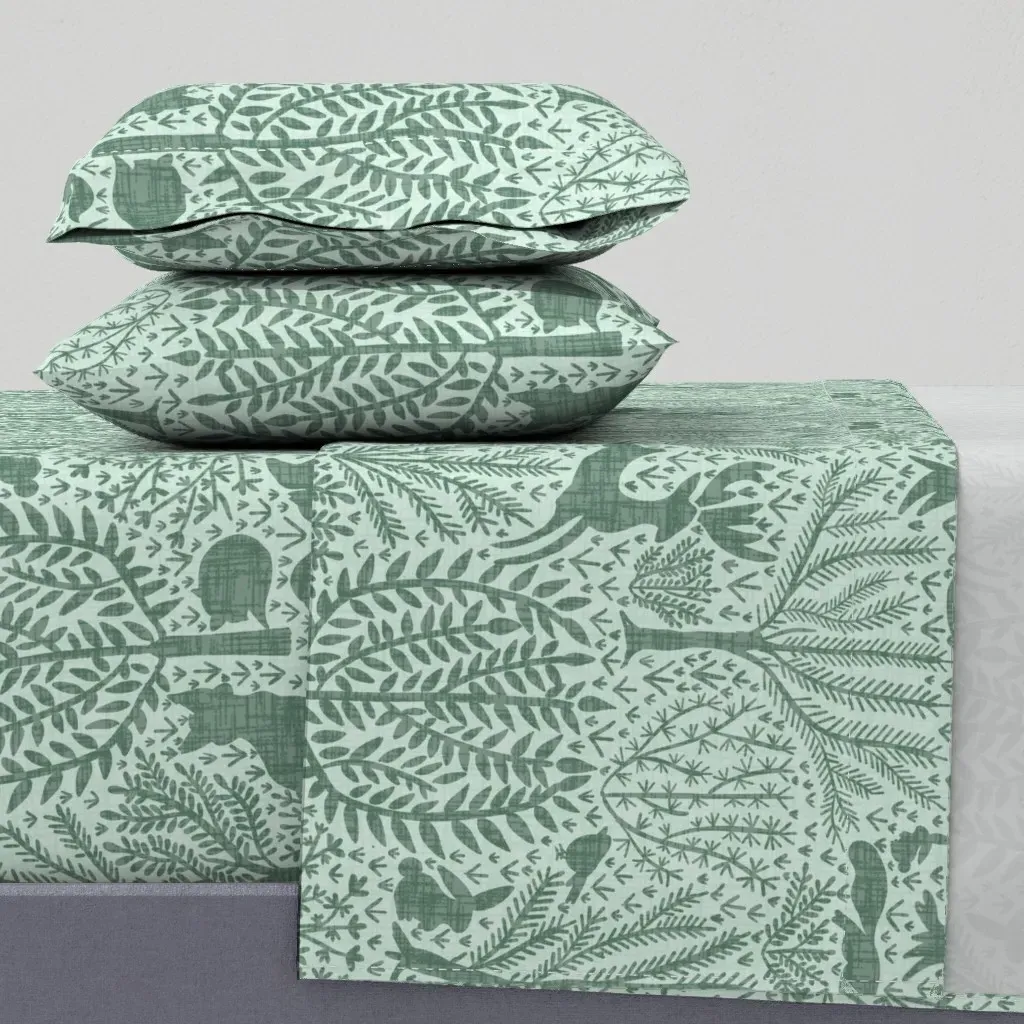 Millefleurs Forest Full Sheet Set - Dusty Sage Green product
