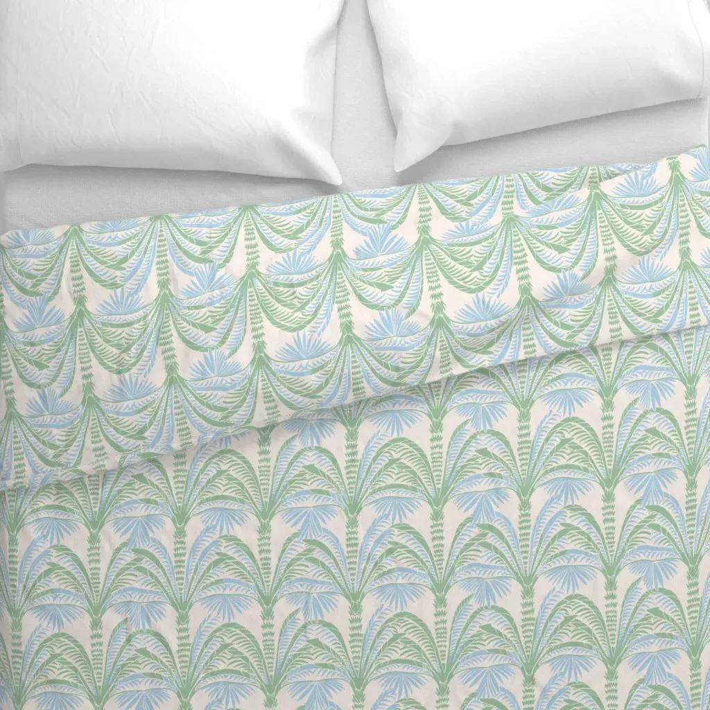 Millie Beach Palm Duvet Cover - Light Green alternate view