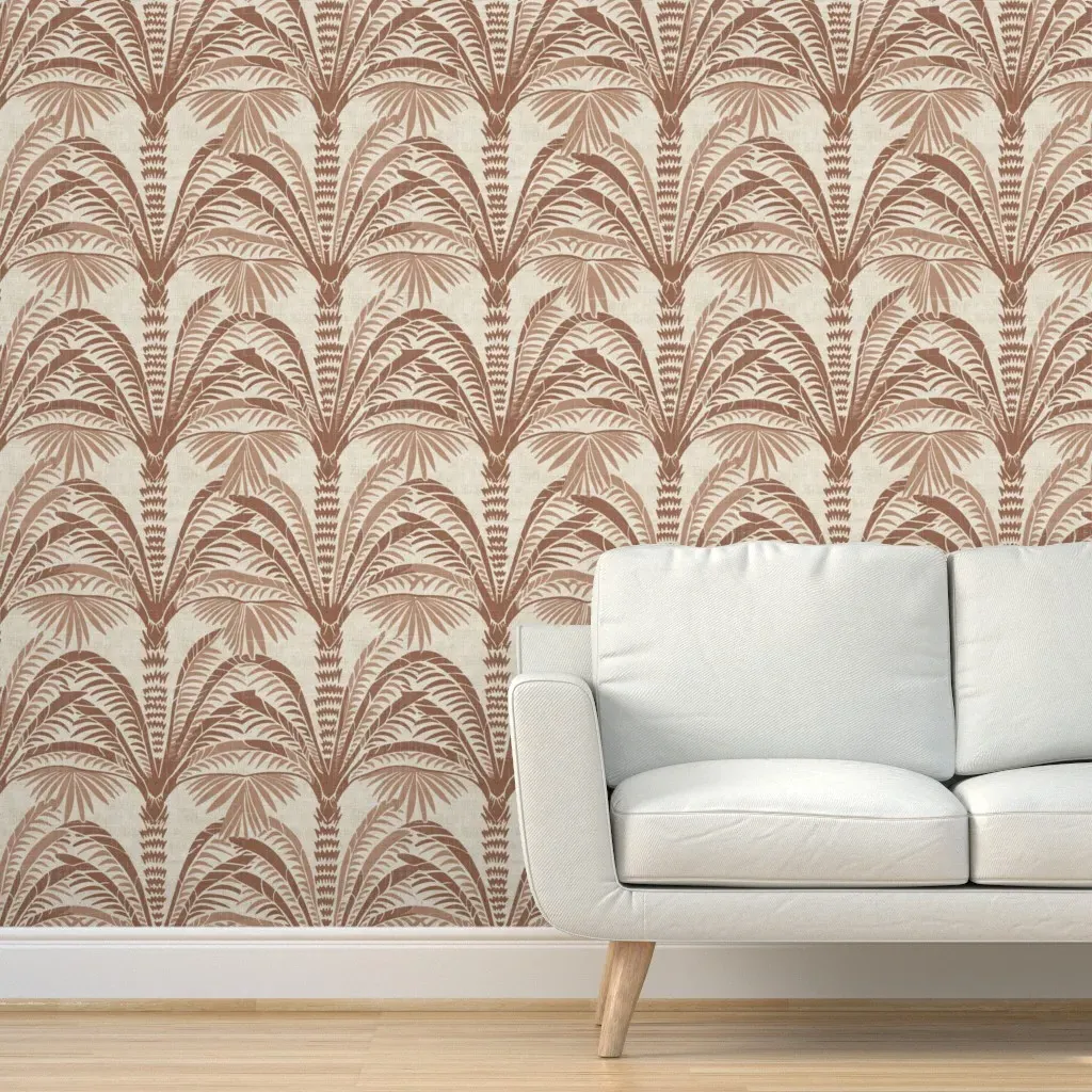 Millie Mocha Mousse Palm Peel and Stick Wallpaper - Terracotta product