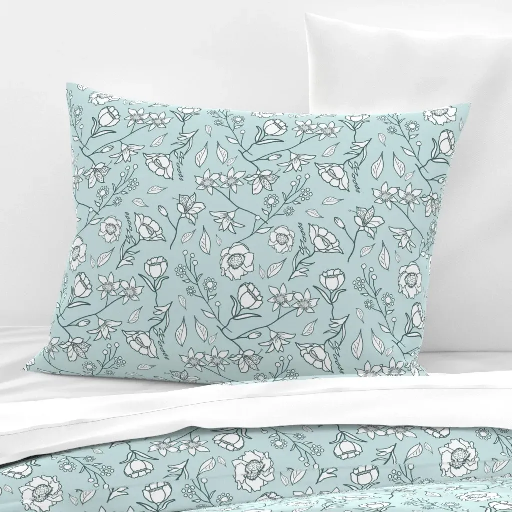 Mimi S Spring Meadow Standard Knife Edge Pillow - White, Cotton Sateen product