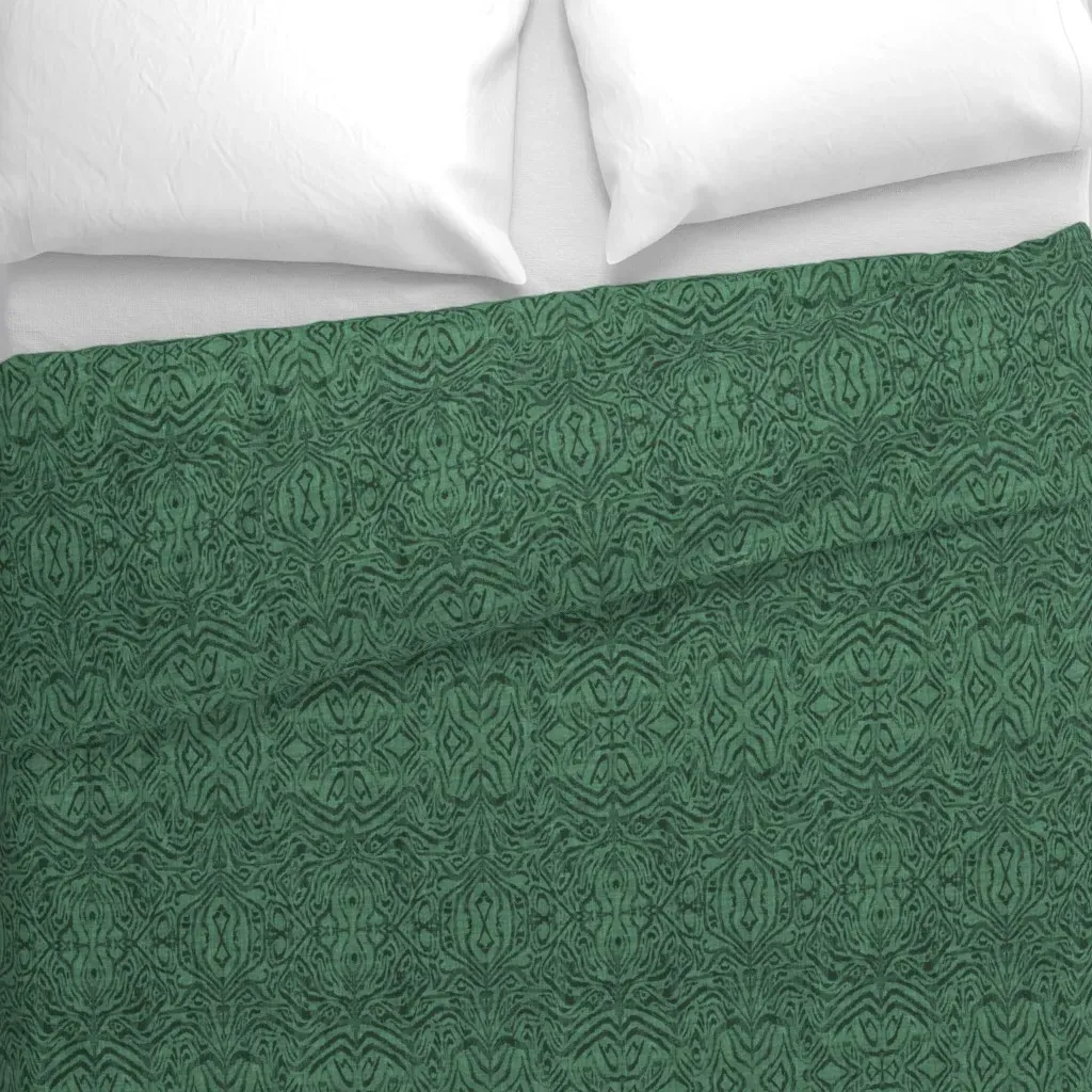 Mimicry Ikat Duvet Cover - Jade Green alternate view