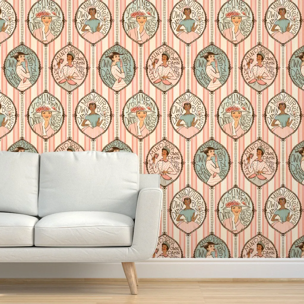 Mind Your Own Damn Business Removable Wallpaper - Pink product