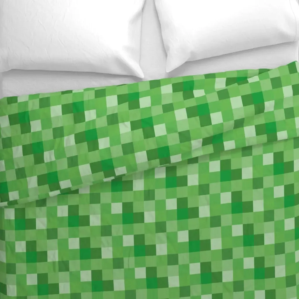 Mine Craft Checkered Duvet Cover - Green alternate view
