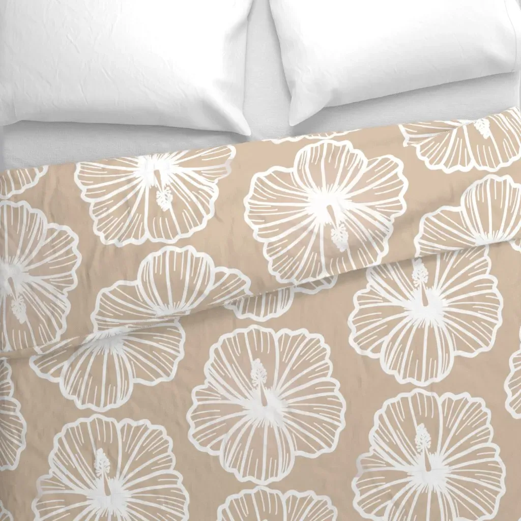 Mini Hibiscus Repeat Duvet Cover - White alternate view