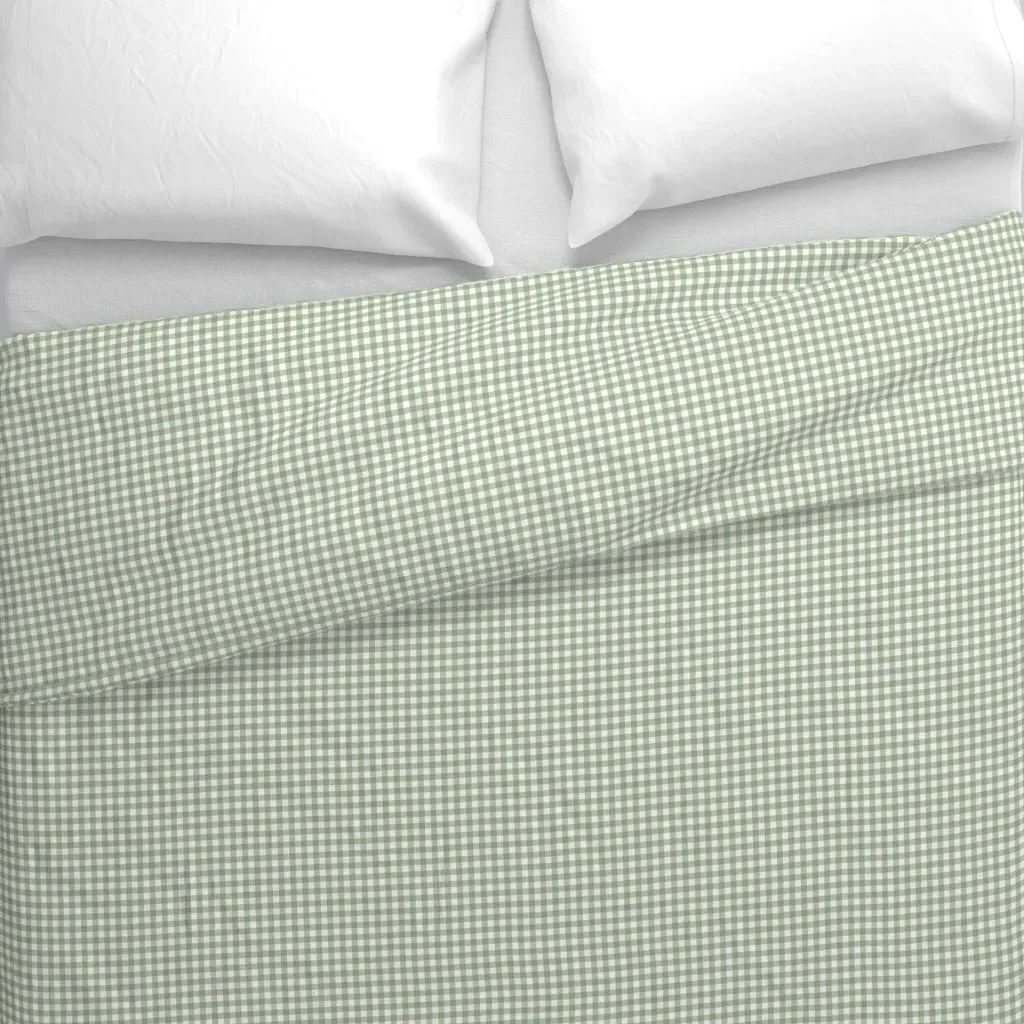 Mini Micro Gingham Laurel Duvet Cover - Sage Green alternate view