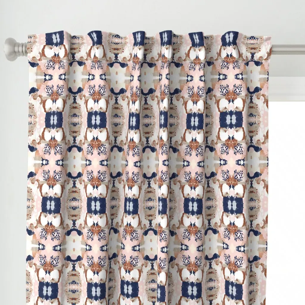 Mini Sonia Abstract Curtain Panel - Terracotta alternate view